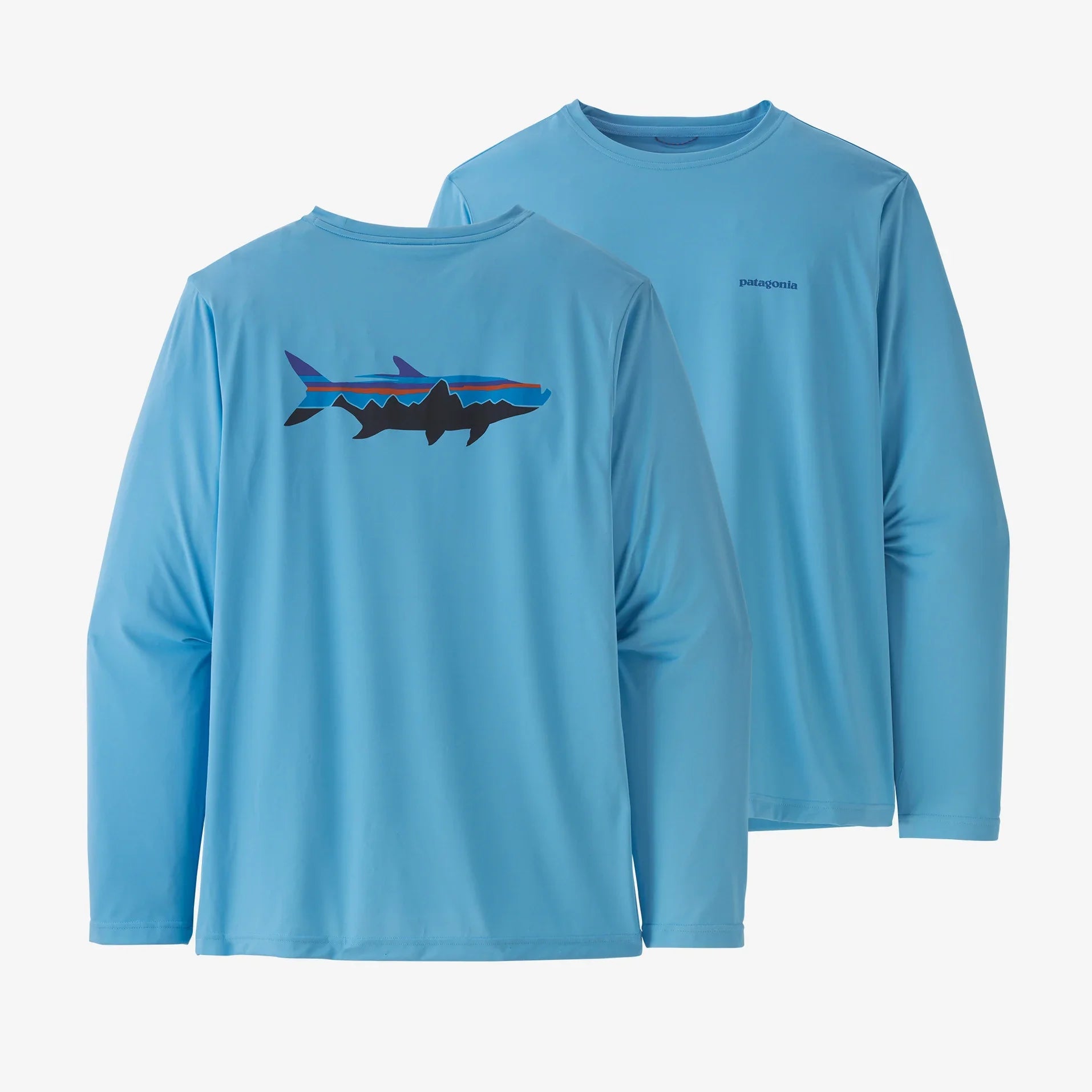 Men's Long-Sleeved Capilene® Cool Daily Fish Graphic Shirt T-shirt Patagonia XL Lago Blue