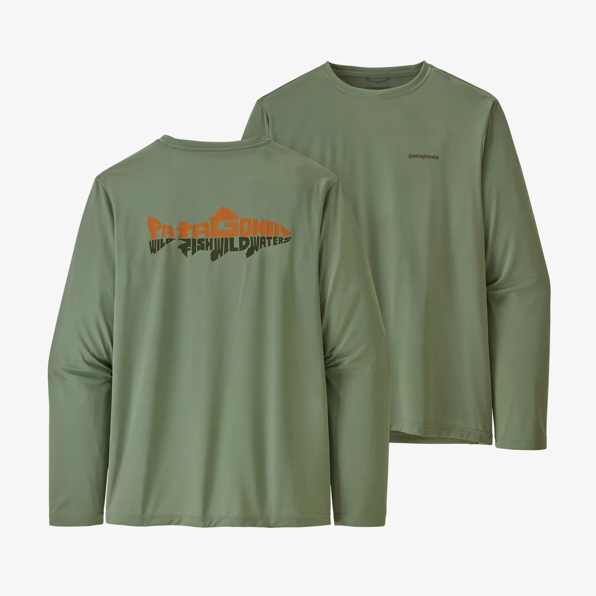 Men's Long-Sleeved Capilene® Cool Daily Fish Graphic Shirt T-shirt Patagonia XL Sedge Green