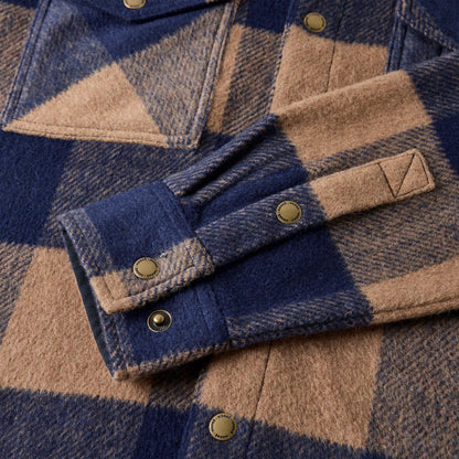 Hooké - Canadian Over Shirt - Navy & Maple Brown Jacket Hooké