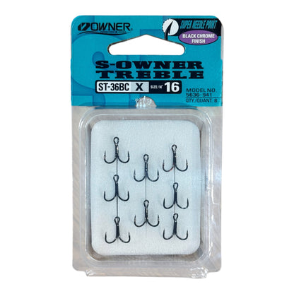 Owner Stinger Black Chrome Treble hook Dennett Outdoors #16